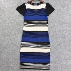 VTG St John by Marie Gray Dress Sz S Santana Knit Wide Stripe Short Sleeve Class